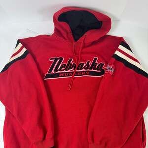 Vintage LEE Nebraska Huskers Embroidered Red Hoodie, Men's size XL, NCAA Retro S